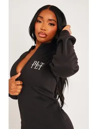 Shape Black Embroidered Zip Through Jumper Dress - 3