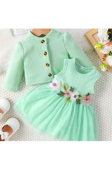 Baby Girl Sweet Flower Tulle Dress Set