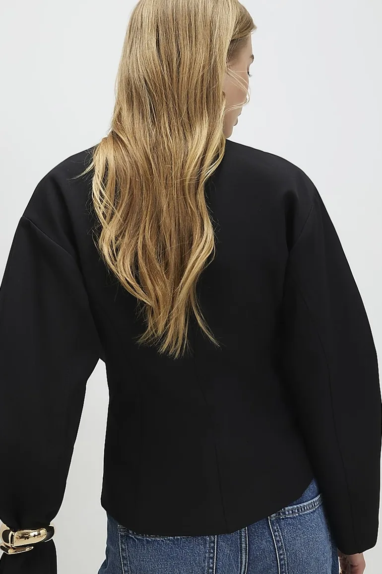 Black Long Sleeve Button Up Jacket - 3