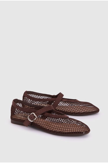 Faith: Shelly Netted Faux Leather Ballet Flats