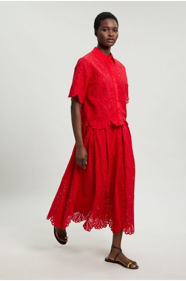 Cotton Broderie Maxi Skirt