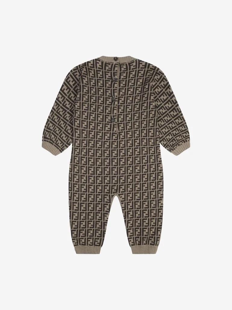 Baby Cotton & Cashmere Romper in Brown - 1