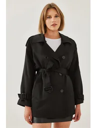 Women's Epaulettes Detail Intermediate Trench Coat - 6