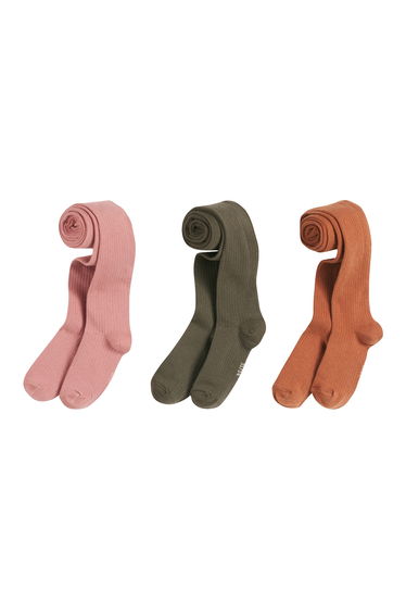 Pack of 3 Tights in Plain Ribbed Cotton Mix