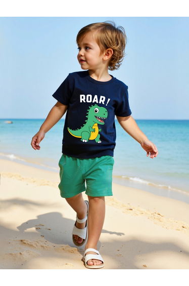 Boys Graphic Print Shirt and Shorts Set