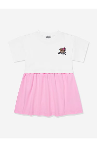Moschino Girls Bear Logo Dress in Pink