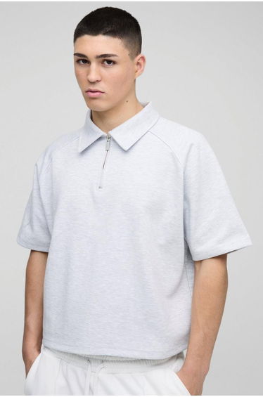 Scuba Raglan Zip Polo - grey marl