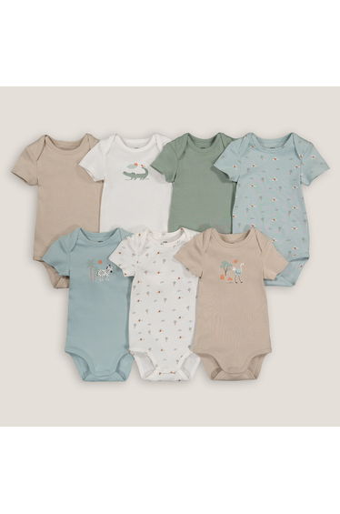 Pack of 7 Bodysuits in Cotton with Short Sleeves