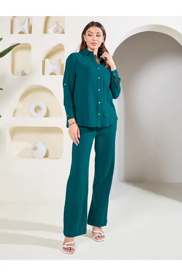 Women Cotton Oversized Shirt with Roll-Up Sleeves