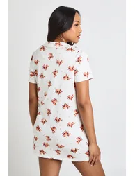Maternity Highland Cow Print Button Through Collar Nightie - 1