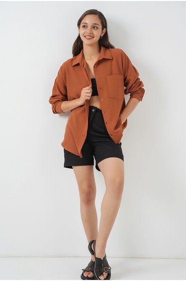 BDART Pocket Detailed Linen Blended Basic Shirt