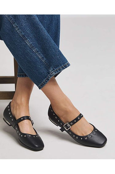 Embellished Mary Jane Shoes Ex Wide Fit