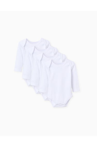 Pack of 4 bodysuits with lap shoulders for newborns and babies, white