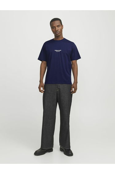 Slogan Print Cotton T-Shirt with Crew Neck