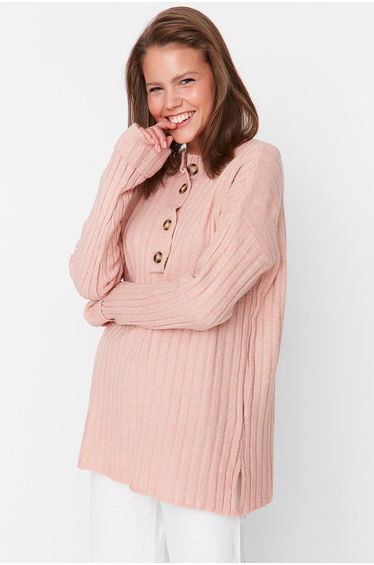 Powder Powder Buttoned Corduroy Knitwear Sweater