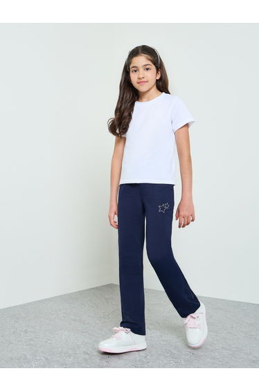 Girls Navy Blue Flared Leggings