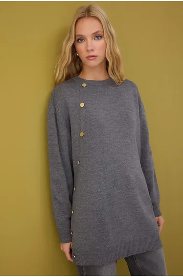 Light Anthracite Plain Double Plain Knitwear