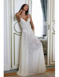 Julie Plunge Neck Semi-sheer Mesh Maxi Dress - 7