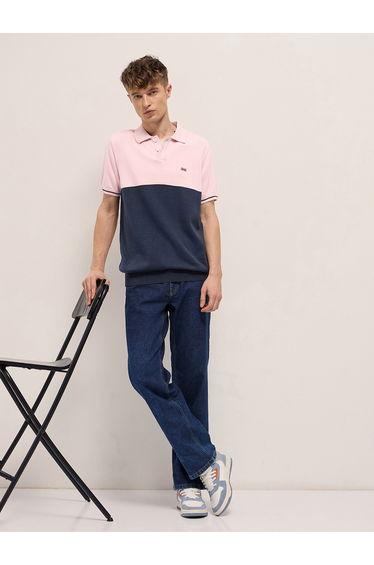 Men Pure Cotton Color Block Polo