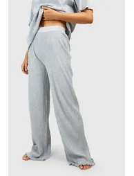 Rib Wide Leg Trouser - grey marl - 3