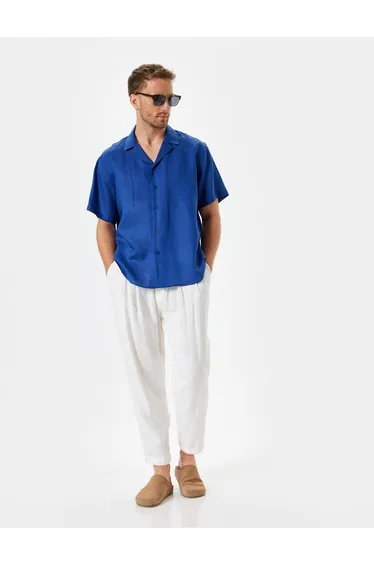 Linen Shirt Basic Turn-down Collar