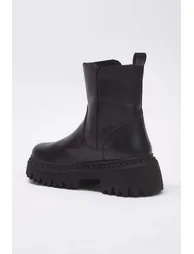 Black Suede Fur Lined Chelsea Women's Boots - 3