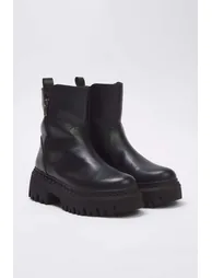 Black Suede Fur Lined Chelsea Women's Boots
