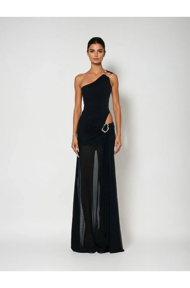 Ulyra One Shoulder Draped Cutout Maxi Dress