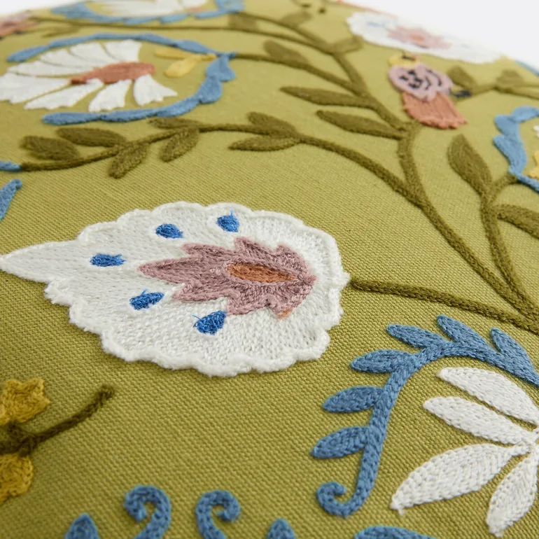 Jolaine Square Cushion Cover in Embroidered Cotton - 4