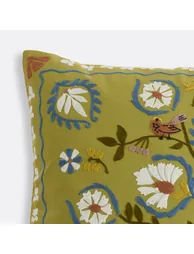 Jolaine Square Cushion Cover in Embroidered Cotton - 2