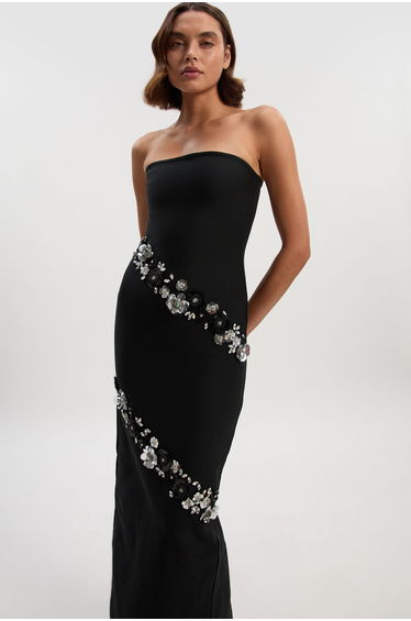Embellished Figure Form Bandeau Maxi Dress