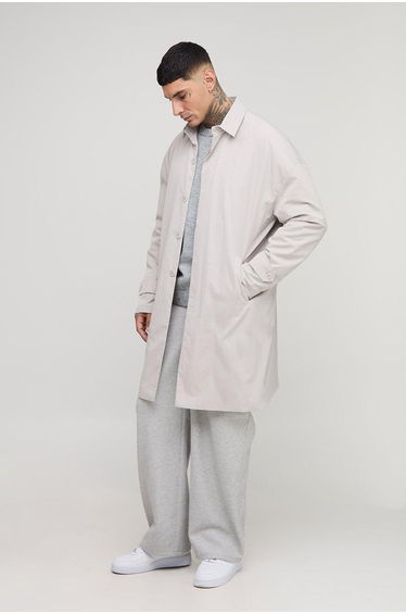 Tall Crinkle Oversized Mac - grey