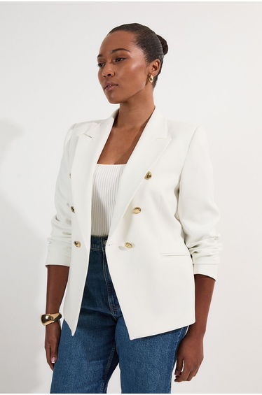 Plus Size Tailored Button Military Blazer