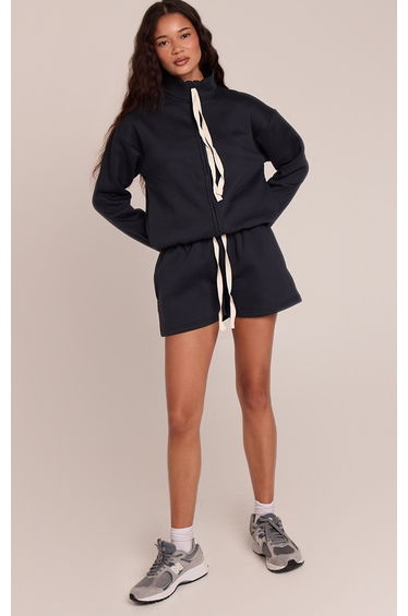 Navy Contrast Drawcord Sweat Shorts