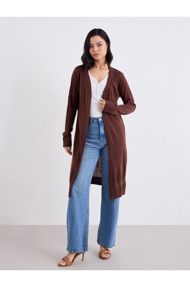 Regular Fit Longline Front Open Cardigan