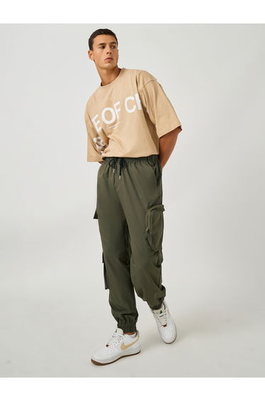 Cotton Twill Utility Oversized Joggers with Zip Pockets
