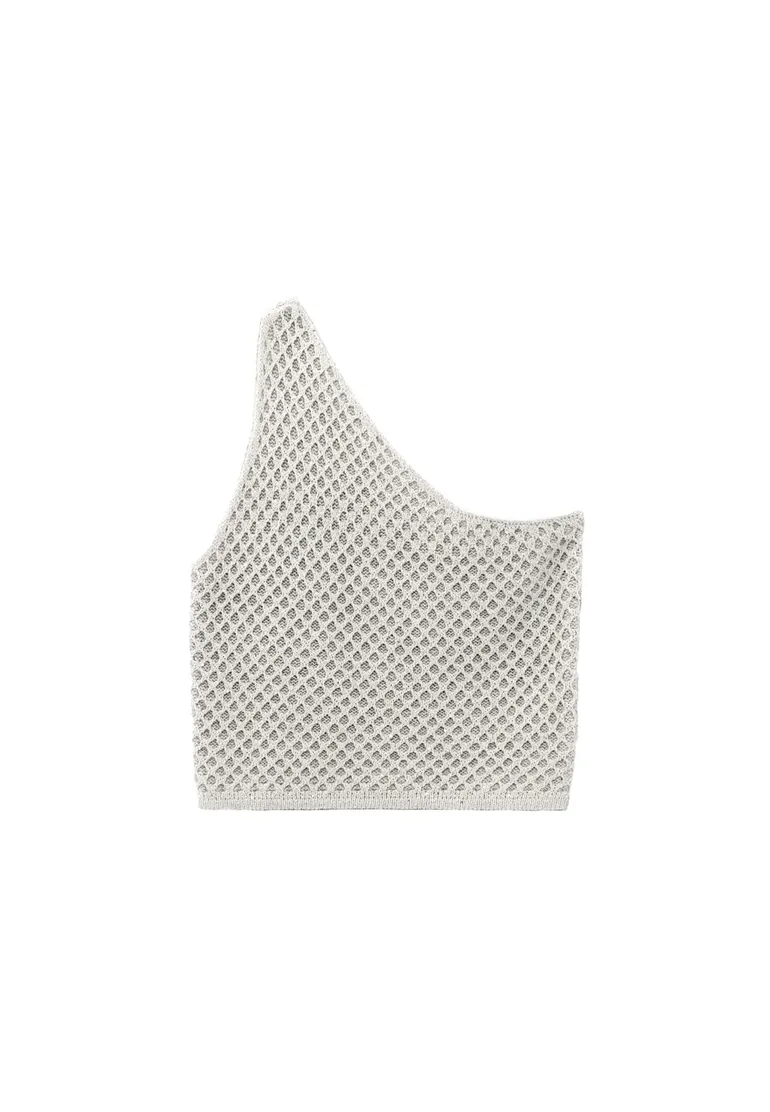 One Shoulder Ajour Tank - SILVER BIRCH - 5