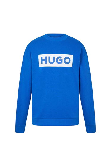 Hugo Mens Niero Box Logo Crew Neck Sweatshirt - Blue