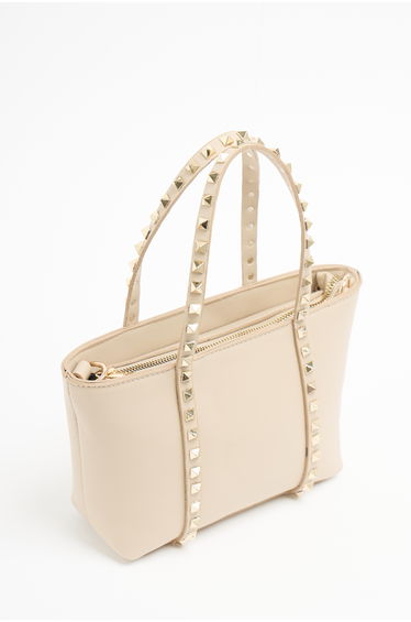 Women's Small Size Staple Detailed PU Leather Buckle Hand and Shoulder Bag