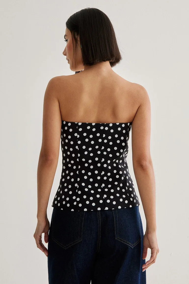 Spot Print Tailored Bustier Top - 3