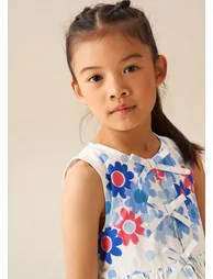 Anais Spot Floral Print Tie Detail Dress - White - 2