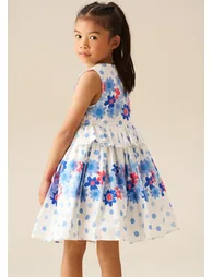 Anais Spot Floral Print Tie Detail Dress - White - 1