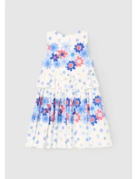 Anais Spot Floral Print Tie Detail Dress - White - 4