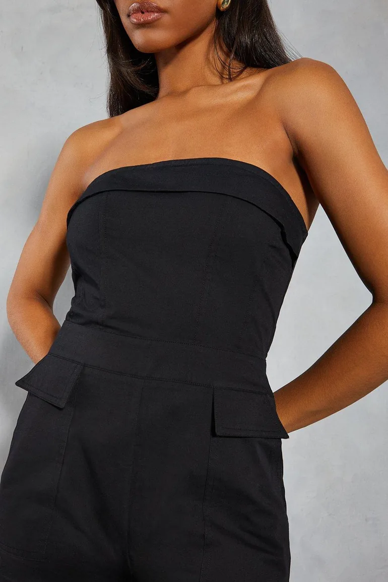 Utility Detail Bandeau Wide Leg Jumpsuit - 1