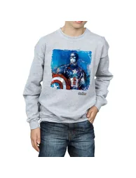 Marvel Boys Captain America Art Sweatshirt - Sports Grey - 3