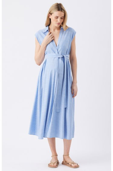 Abby Stripe Shirt Dress (Blue/White)