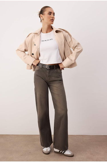 Brown high waist wide leg jeans
