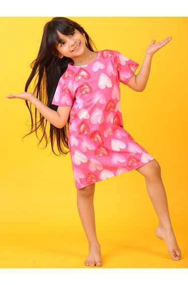 Hearts Print Mini Night Dress
