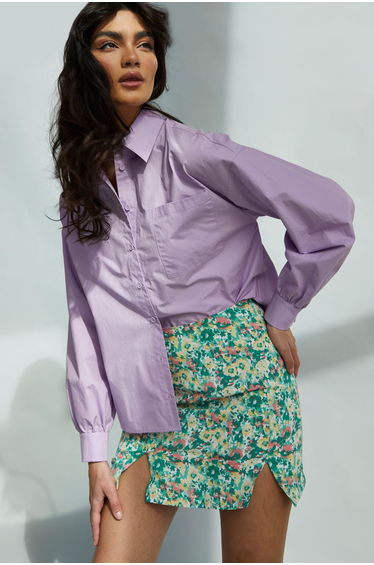 Column Mini Skirt with Floral Prints