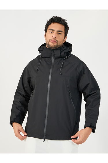 Solid Windbreaker Hooded Jacket with Zip Detail